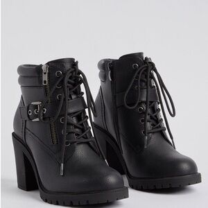 Torrid Heeled Black Ankle Moto Boots